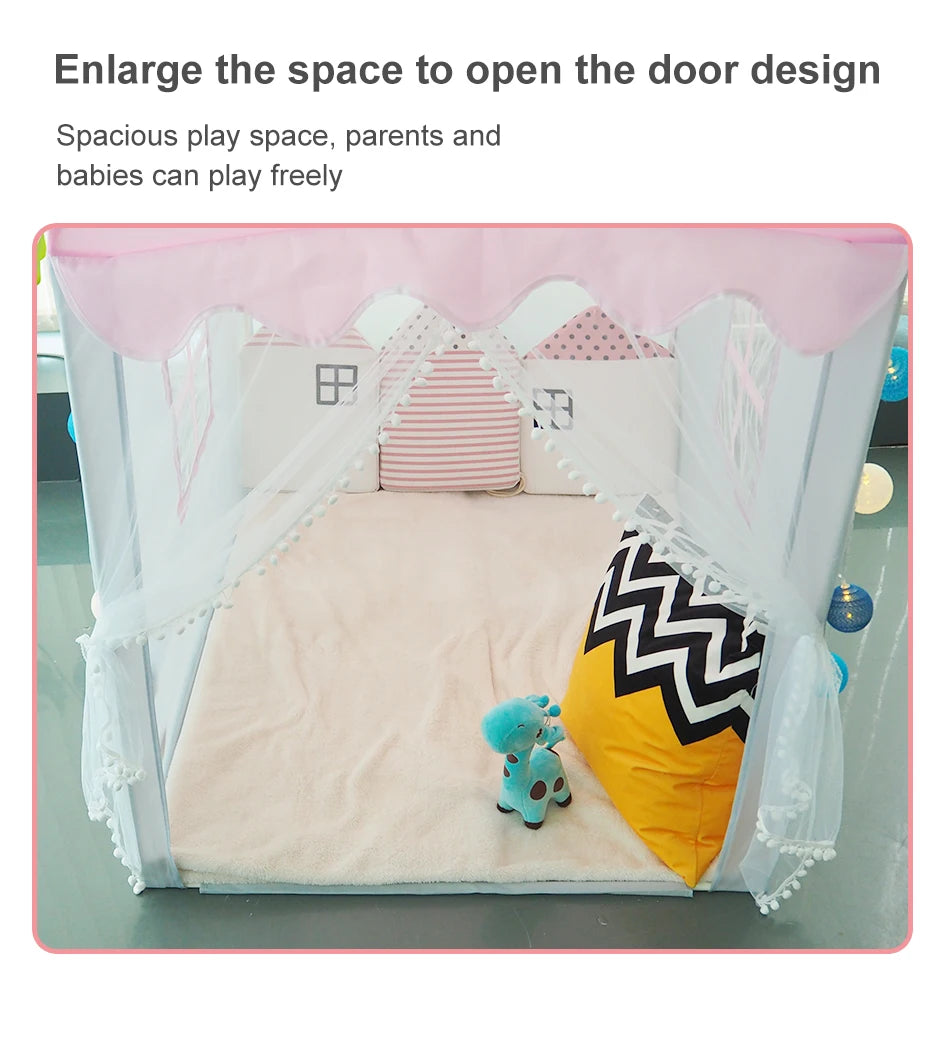 Large  Children Toy Tent 1.35M Wigwam Folding Kids Tents Tipi Baby Play House Girls Pink Princess Castle Child Room Decor