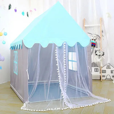 Large  Children Toy Tent 1.35M Wigwam Folding Kids Tents Tipi Baby Play House Girls Pink Princess Castle Child Room Decor