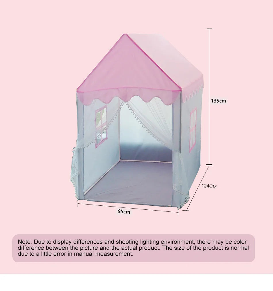 Large  Children Toy Tent 1.35M Wigwam Folding Kids Tents Tipi Baby Play House Girls Pink Princess Castle Child Room Decor