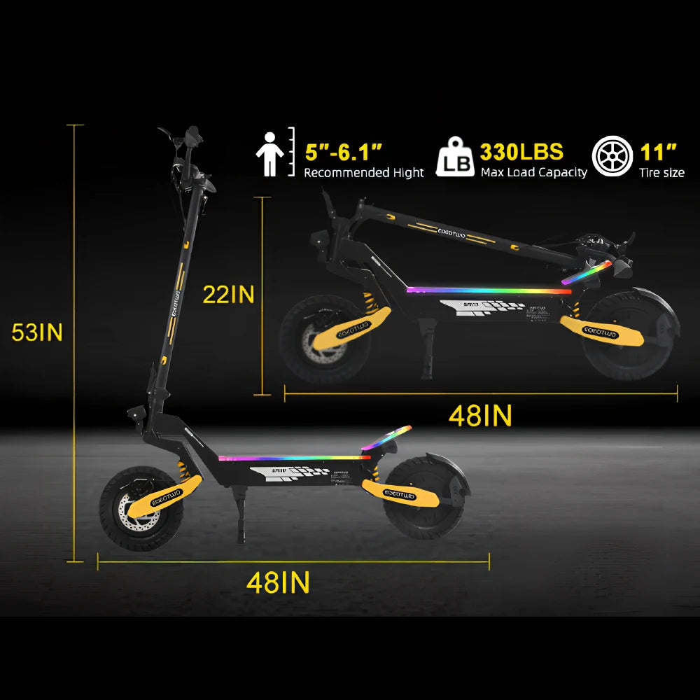 Electric Scooters 40mph 2400W Dual Motors 52V23AH Lithium Battery E Scooter Adult Hydraulic Brake 11'' Off-Road Tires Escooter