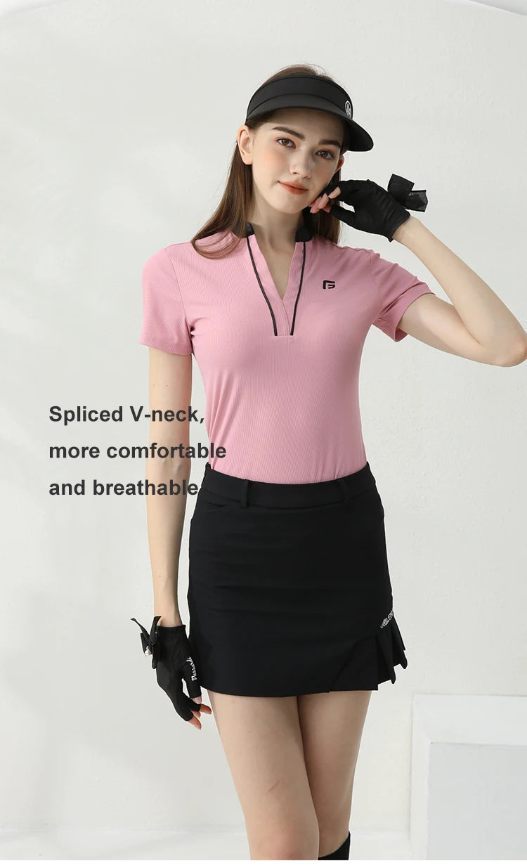 Golfist Golf Women's T-shirt Short Sleeves Quick Dry Breathable Short Skort Elastic Waist Leisure Sportswear
