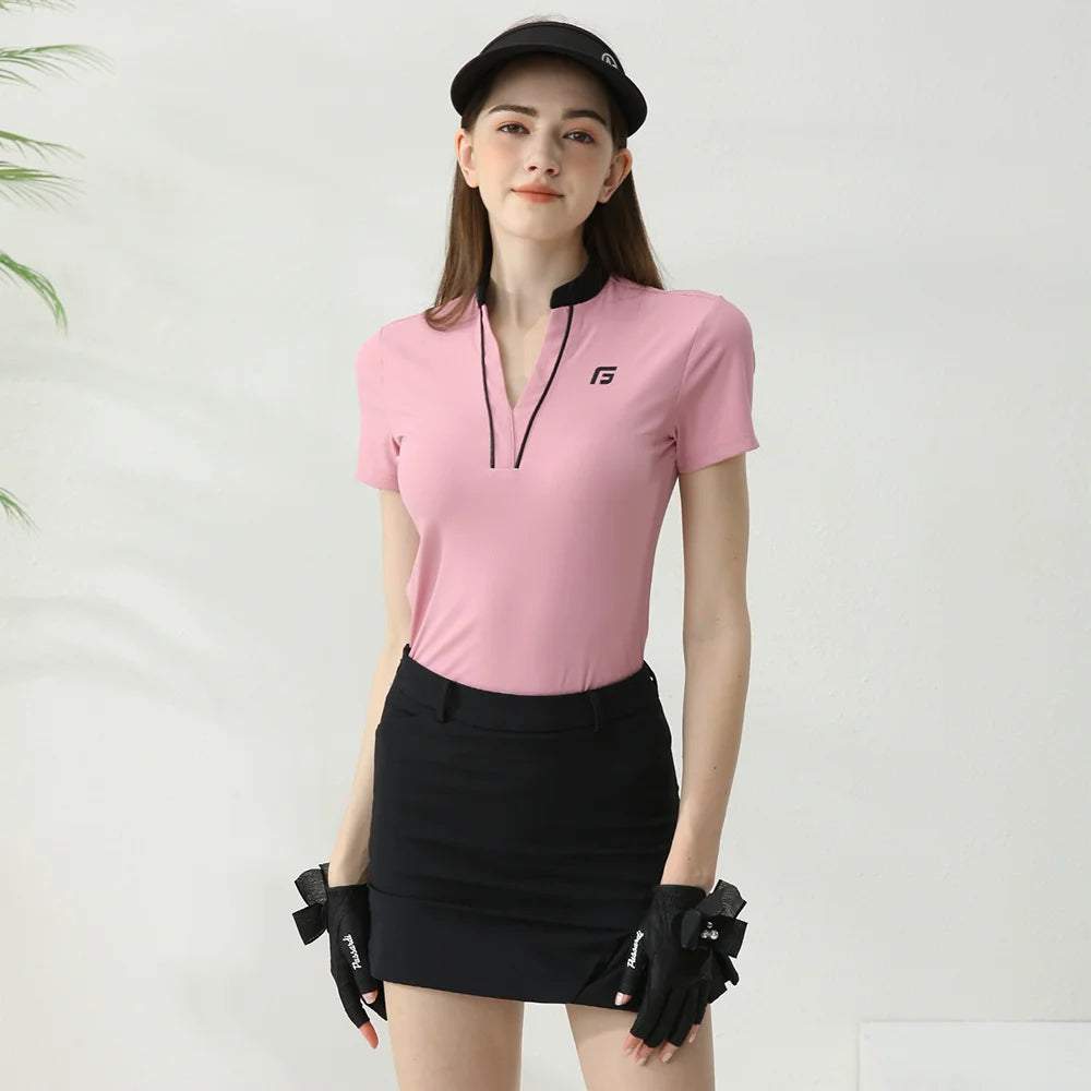 Golfist Golf Women's T-shirt Short Sleeves Quick Dry Breathable Short Skort Elastic Waist Leisure Sportswear