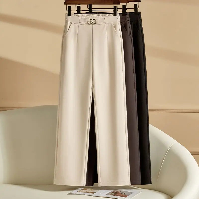 New Wide Leg Pants For Women High Waist Loose Straight Pants Casual Versatile Lady Trousers