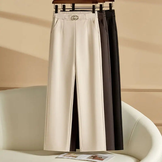 New Wide Leg Pants For Women High Waist Loose Straight Pants Casual Versatile Lady Trousers