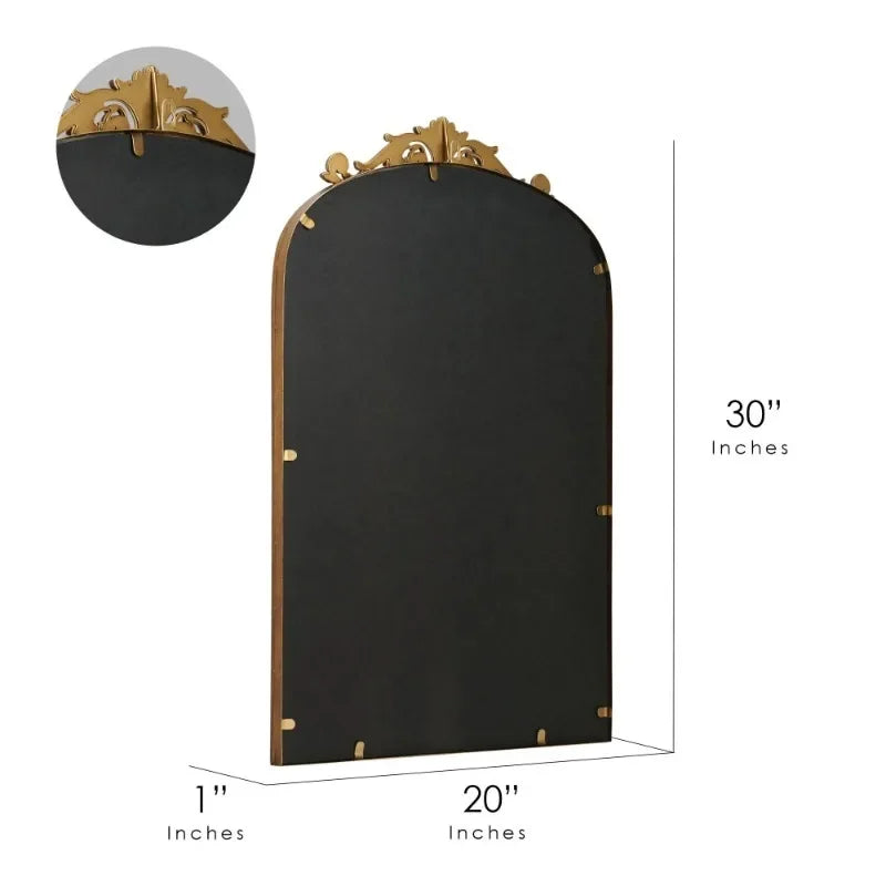 Elegant 20" x 30" Gold Filigree Arched Metal Decorative Wall Mirror with Sturdy Construction and Beautiful Looks
