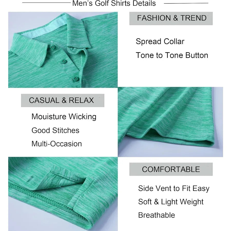 Alex Vando Mens Golf Shirt Moisture Wicking QuickDry Short Sleeve Casual Polo Shirts for Men