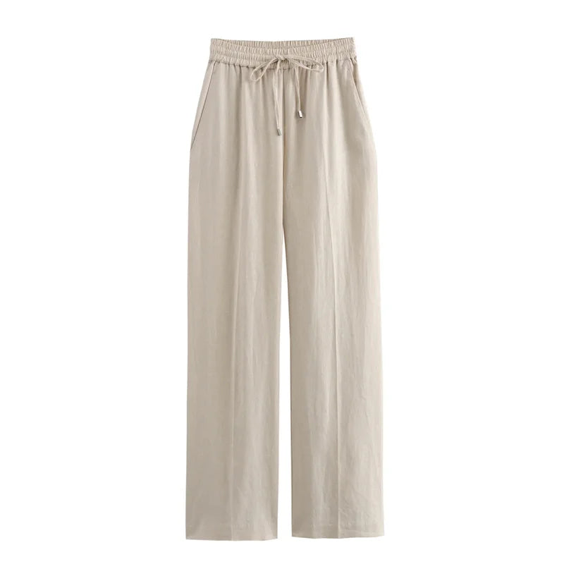 MUJER 2025 Woman Trousers White Black High Waist Pants for Women Pleated Wide Leg Women's Pants Straight Baggy Pants Woman