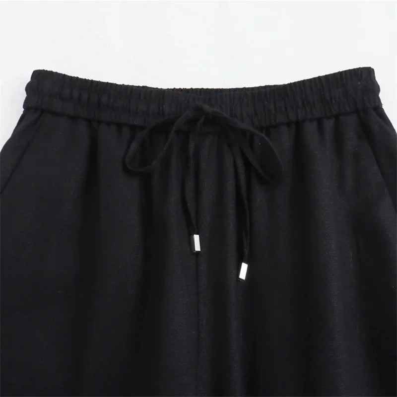 MUJER 2025 Woman Trousers White Black High Waist Pants for Women Pleated Wide Leg Women's Pants Straight Baggy Pants Woman