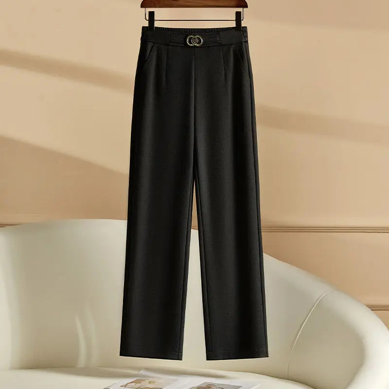 New Wide Leg Pants For Women High Waist Loose Straight Pants Casual Versatile Lady Trousers