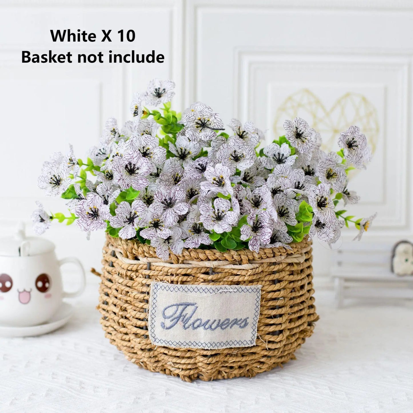 10pcs UV Resistant Artificial Flowers Eucalyptus Violet With Lush Green Leaves For Home Decor, Indoor/Outdoor Decor, Porch Patio