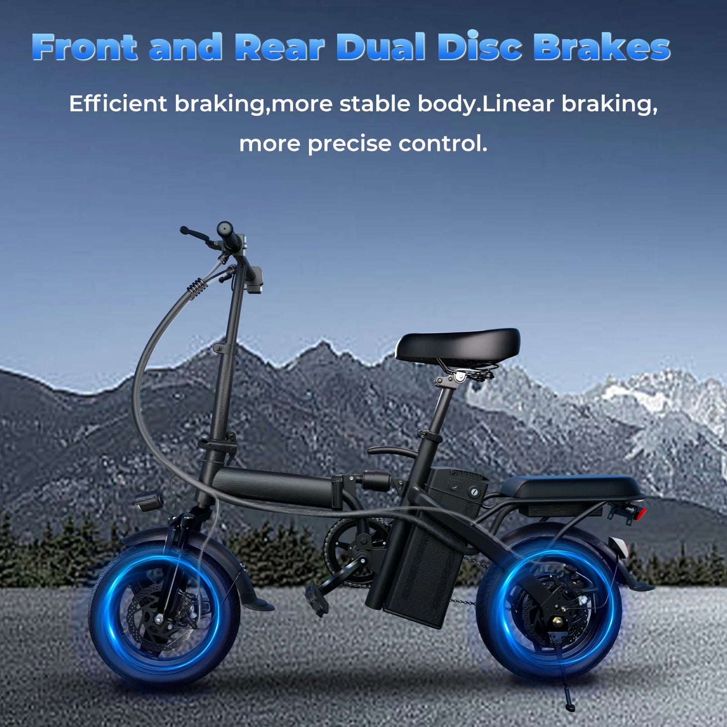 LELEKUAI 500W Adult Electric Bike, 20 MPH, 48V 12Ah Removable Battery, 14 Inch Folding Electric Bike, Multi-Shock Absorption