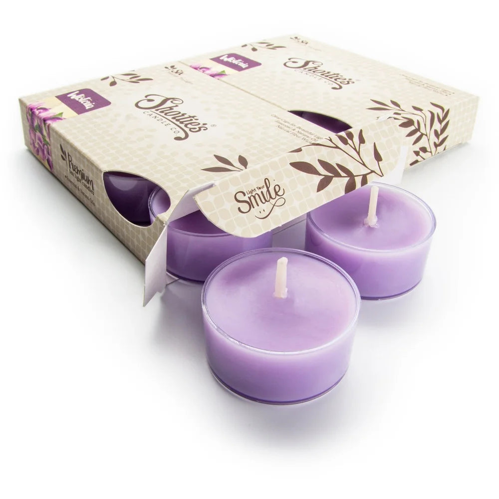 Premium Wisteria Scented Tealight Candles Multi Pack 6 Natural Essential Oils Clean Burning Cotton Wick Long Lasting Aromatic