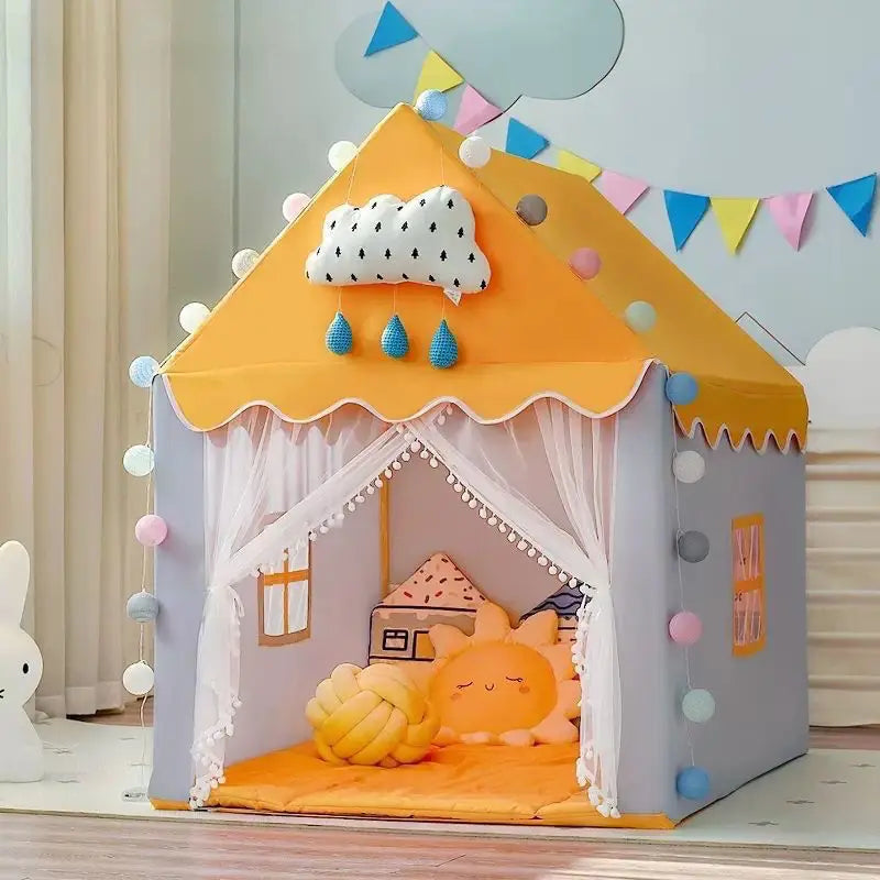 Large  Children Toy Tent 1.35M Wigwam Folding Kids Tents Tipi Baby Play House Girls Pink Princess Castle Child Room Decor