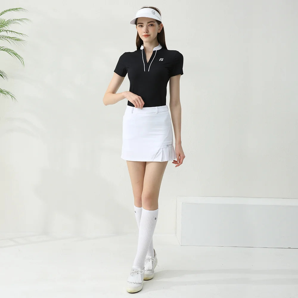 Golfist Golf Women's T-shirt Short Sleeves Quick Dry Breathable Short Skort Elastic Waist Leisure Sportswear