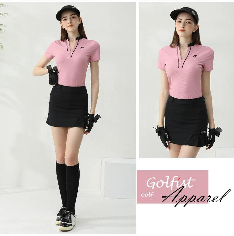 Golfist Golf Women's T-shirt Short Sleeves Quick Dry Breathable Short Skort Elastic Waist Leisure Sportswear