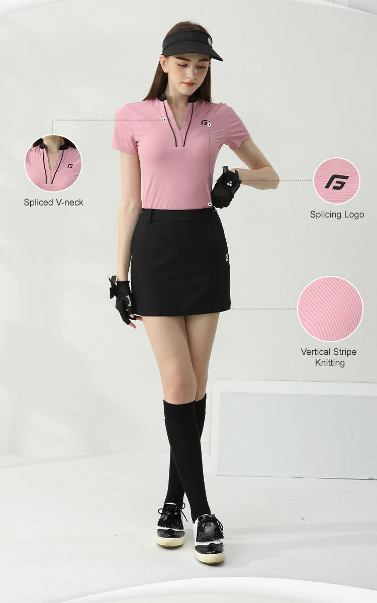 Golfist Golf Women's T-shirt Short Sleeves Quick Dry Breathable Short Skort Elastic Waist Leisure Sportswear
