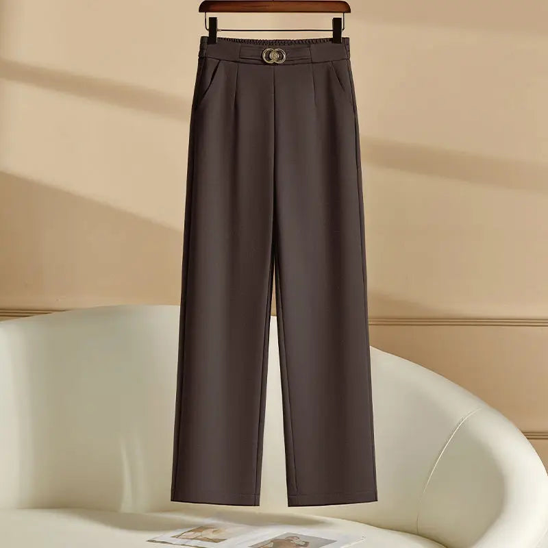 New Wide Leg Pants For Women High Waist Loose Straight Pants Casual Versatile Lady Trousers