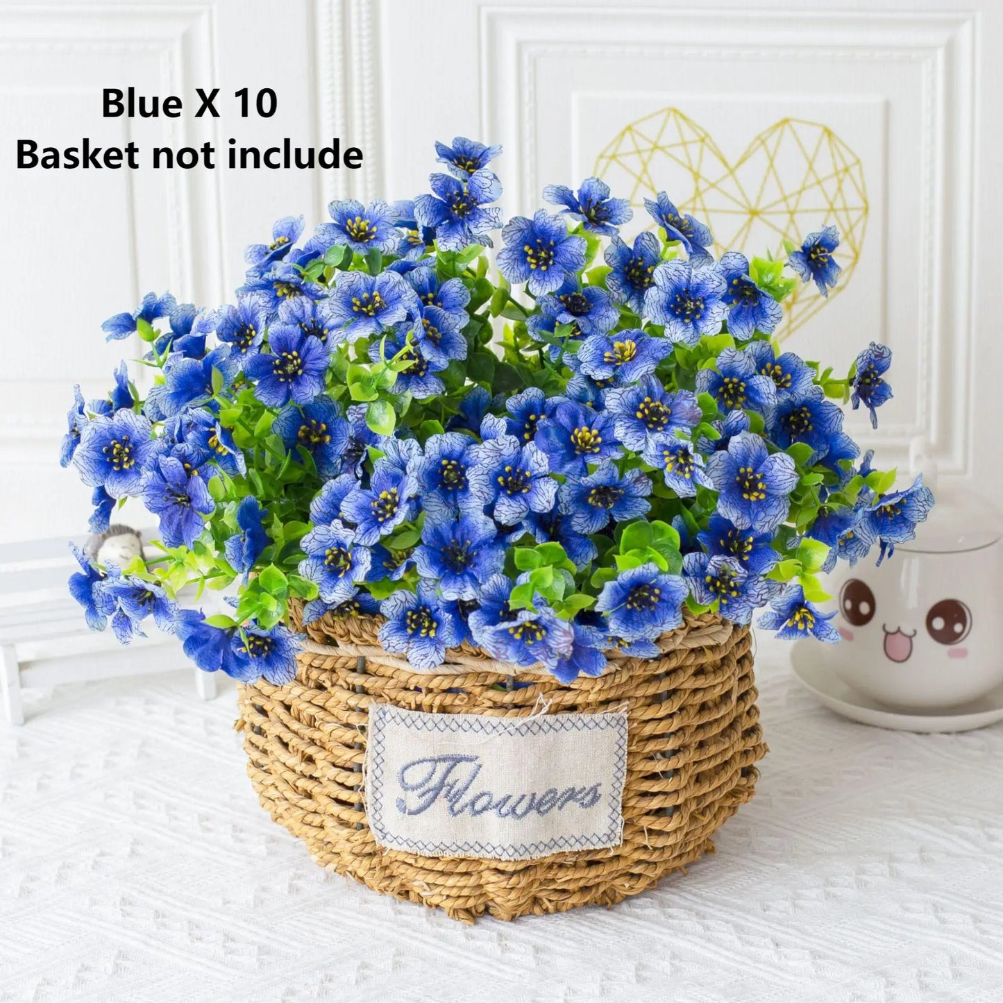 10pcs UV Resistant Artificial Flowers Eucalyptus Violet With Lush Green Leaves For Home Decor, Indoor/Outdoor Decor, Porch Patio