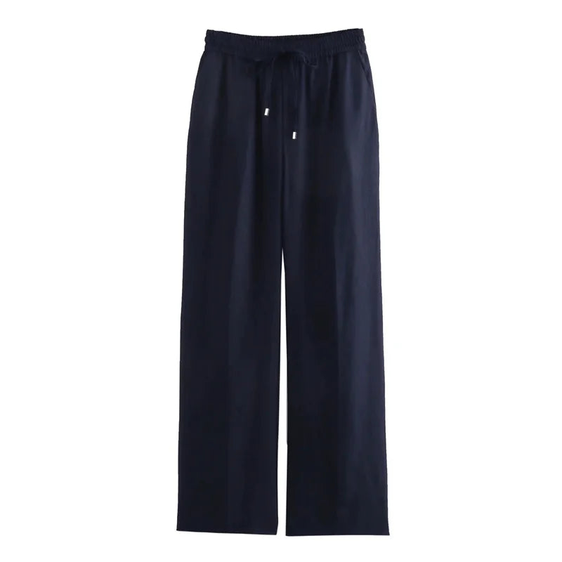 MUJER 2025 Woman Trousers White Black High Waist Pants for Women Pleated Wide Leg Women's Pants Straight Baggy Pants Woman