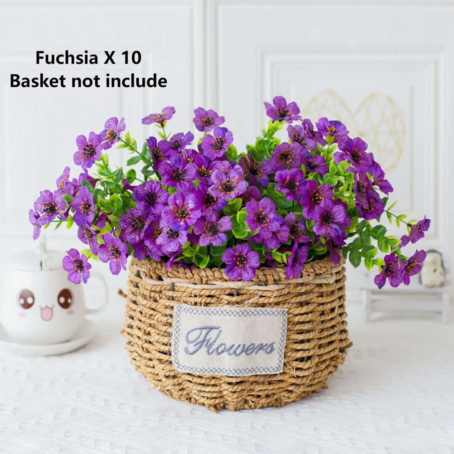 10pcs UV Resistant Artificial Flowers Eucalyptus Violet With Lush Green Leaves For Home Decor, Indoor/Outdoor Decor, Porch Patio