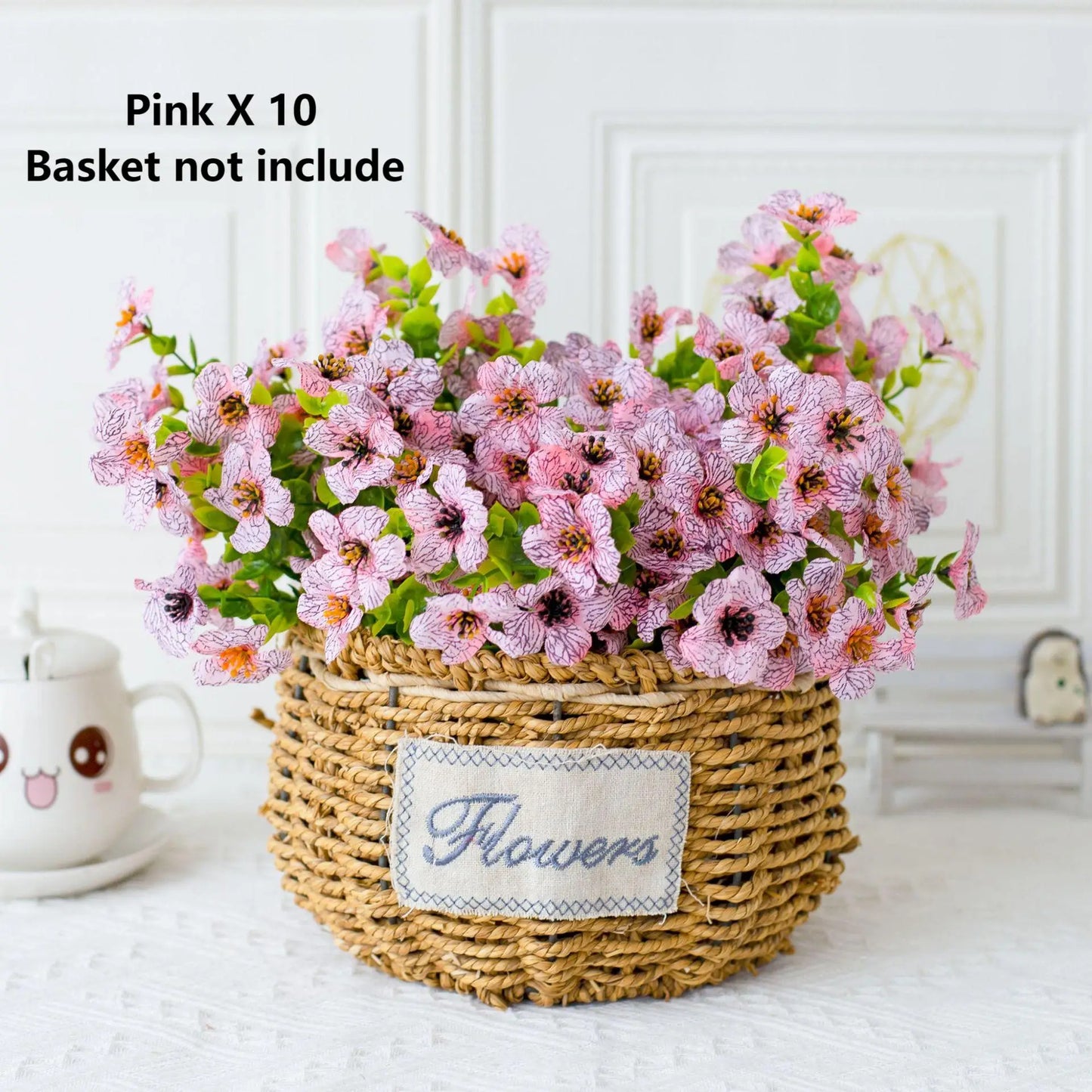 10pcs UV Resistant Artificial Flowers Eucalyptus Violet With Lush Green Leaves For Home Decor, Indoor/Outdoor Decor, Porch Patio