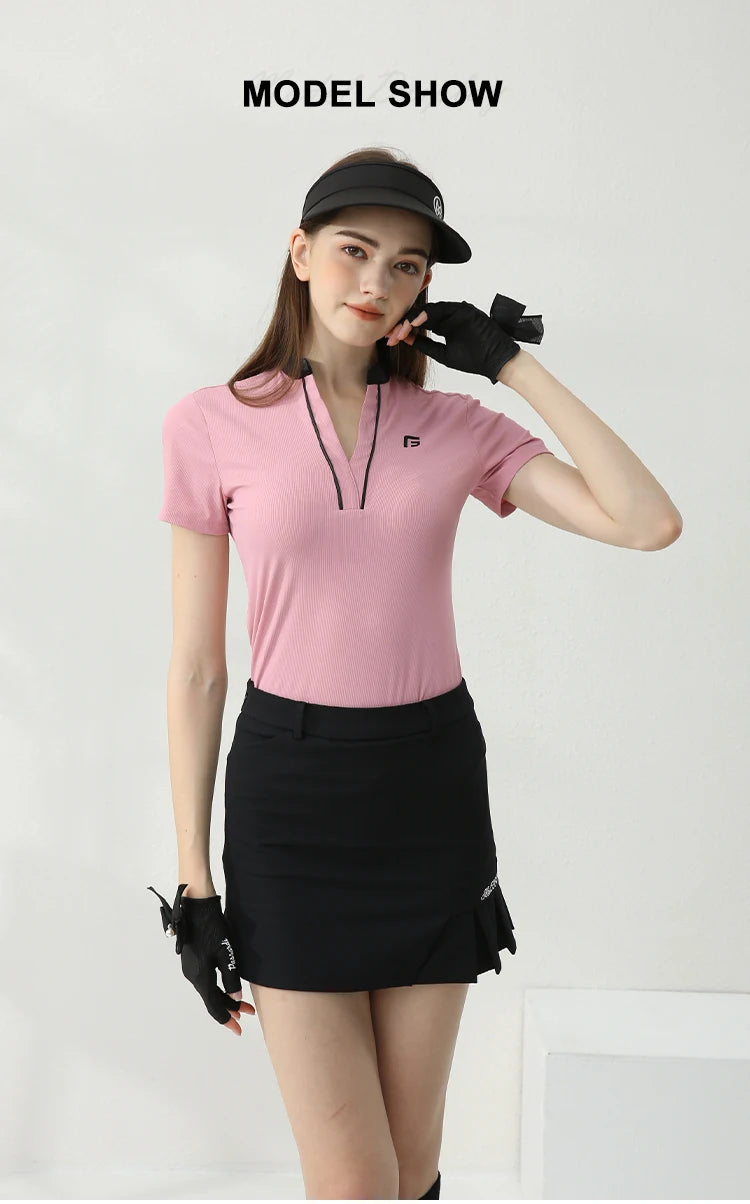 Golfist Golf Women's T-shirt Short Sleeves Quick Dry Breathable Short Skort Elastic Waist Leisure Sportswear