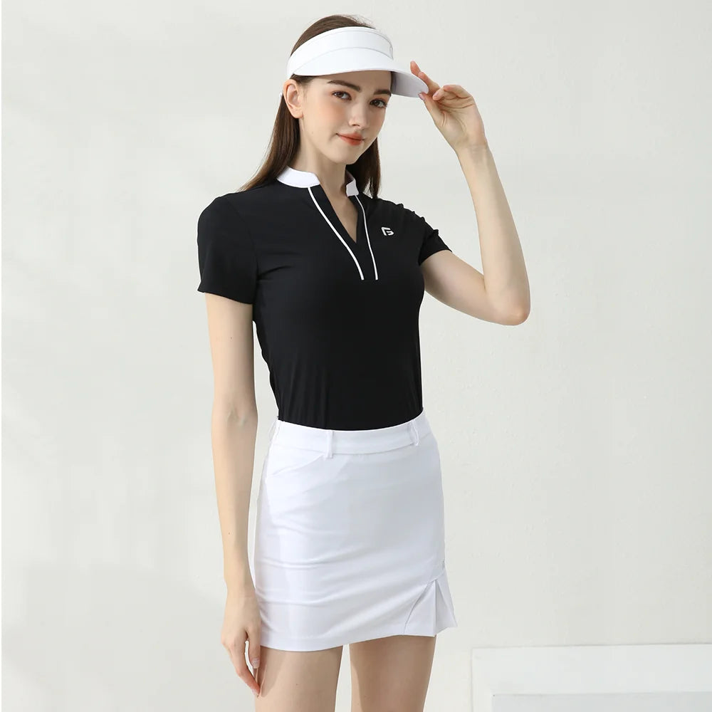Golfist Golf Women's T-shirt Short Sleeves Quick Dry Breathable Short Skort Elastic Waist Leisure Sportswear