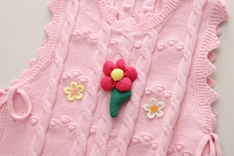 Children Clothing Sets for Girls T Shirt Floral Vest Bow Jeans Spring Autumn Toddler Baby Clothes Infant Outfits Kids Tracksuit