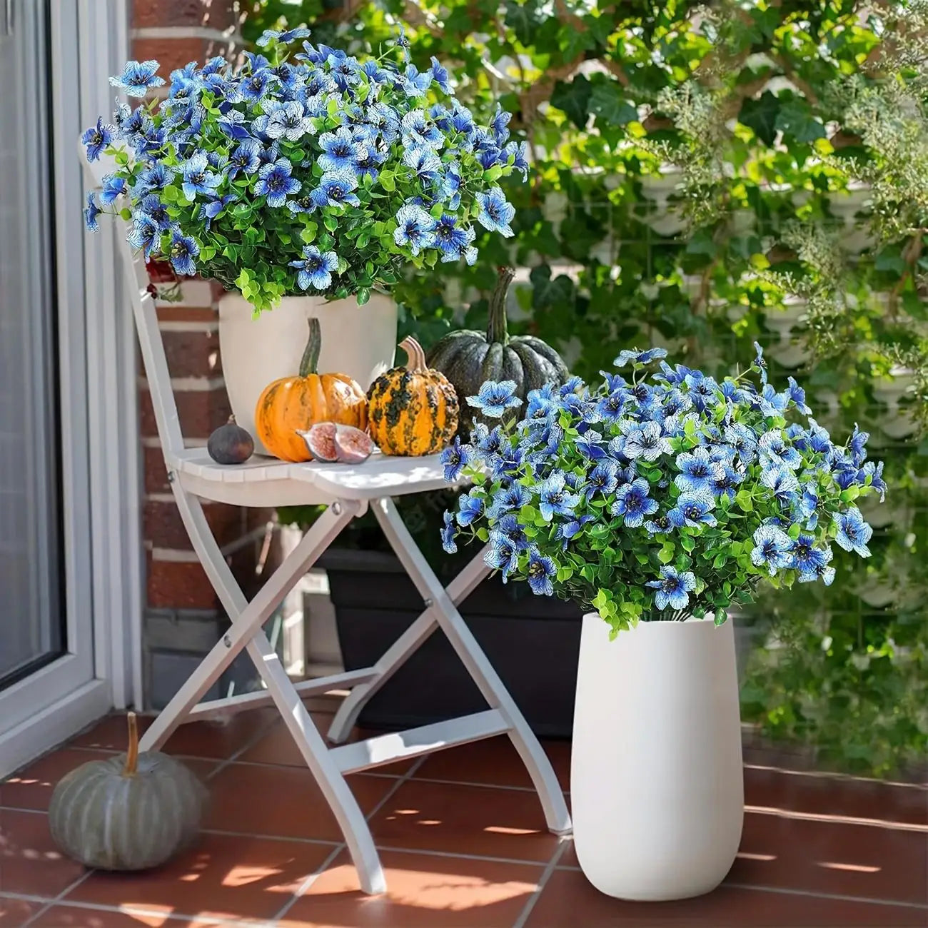 10pcs UV Resistant Artificial Flowers Eucalyptus Violet With Lush Green Leaves For Home Decor, Indoor/Outdoor Decor, Porch Patio